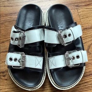 Moschino Black and White Buckle Sandals